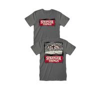 T-Shirt Stranger Things, offizielles T-Shirt, Unisex, grau, für Erwachsene, Jungen, Doppeldruck., grau, S