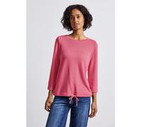 T-Shirt STREET ONE, Damen, Gr. 34, almond coral, Stoff, 78% Polyester, 17% Viskose, 5% Elasthan, unifarben, normal normal, Rundhals, abgesteppt, Shirts T-Shirt, mit Tunnelzug am Saum (14641030-34) alm