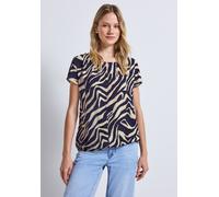 Street One Frauen Print-Shirt mit Cut-Out in Blau, Gr: 34
