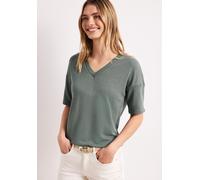 T-Shirt STREET ONE, Damen, Gr. 34, bound grün, Stoff, 60% Viskose, 40% Polyester, unifarben, comfort fit normal, V-Ausschnitt, normaler Saum, Shirts T-Shirt, mit V-Ausschnitt (85962701-34) bound grün