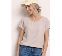 Street One Frauen Dropped Shoulder Shirt im Strukturmix in Beige, Gr: 34