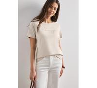 T-Shirt STREET ONE, Damen, Gr. 34, clay sand, Web, 50% Baumwolle, 50% Modal, unifarben, normal normal, Rundhals, abgesteppt, Shirts T-Shirt, aus softem Materialmix (11069019-34) clay sand