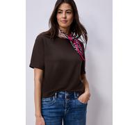 Street One Frauen T-Shirt mit Rundhals im Strick-Look in Braun, Gr: 34