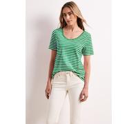 Street One Frauen T-Shirts mit rounded V-Neck im 2er-Pack in Grün, Gr: 34