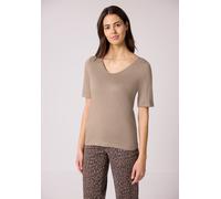 T-Shirt STREET ONE, Damen, Gr. 34, light terra mocha, Web, 50% Modal, 50% Baumwolle, unifarben, normal normal, V-Ausschnitt, Bündchen, Shirts T-Shirt, mit V-Ausschnitt (91029843-34) light terra mocha