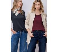 Street One Frauen Basic T-Shirt mit Kurzarm im 2er-Pack in Multicolour|Blau|Rot, Gr: 34