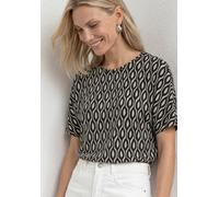 Street One Frauen Kurzarm Shirt mit Rundhals und Print in Beige, Gr: 34