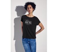 Street One Frauen T-Shirt mit Wording in Schwarz, Gr: 34