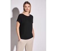 T-Shirt STREET ONE, Damen, Gr. 34, schwarz, Stoff, 95% Viskose, 5% Elasthan, unifarben, gerade normal, Rundhals, Bündchen, Shirts T-Shirt, aus strecthigem Viskosematerial (14466619-34) schwarz