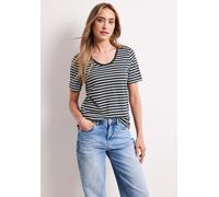 Street One Frauen T-Shirts mit rounded V-Neck im 2er-Pack in Blau, Gr: 34