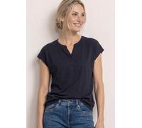 Street One Frauen Dropped Shoulder Shirt mit Split Neck in Blau, Gr: 34