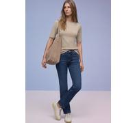 T-Shirt STREET ONE, Damen, Gr. 34, timeless beige, Jersey, 50% Baumwolle, 50% Modal, unifarben, normal normal, U-Boot-Ausschnitt, abgesteppt, Shirts T-Shirt, aus Jersey in Unifarbe (73738036-34) timel