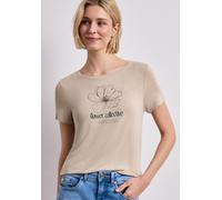 Street One Frauen T-Shirt mit Rundhals und Artwork in Beige, Gr: 36