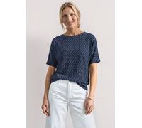 Street One Frauen Shirt mit Boat Neck und Elastikbund in Blau, Gr: 36