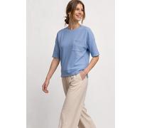 T-Shirt STREET ONE, Damen, Gr. 36, blau (northern blau), Web, 60% Baumwolle, 40% Polyester, unifarben, regular fit normal, Rundhals, abgesteppt, Shirts T-Shirt, im soften Baumwoll-Mix (77655562-36) no
