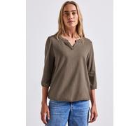 Street One Frauen Split Neck Jersey Shirt in Braun, Gr: 36