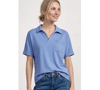 Street One Frauen Kurzarm Poloshirt mit Glitzer in Blau, Gr: 36