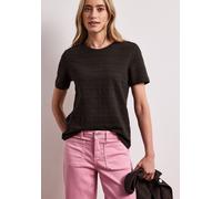 T-Shirt STREET ONE, Damen, Gr. 36, espresso braun, Web, 97% Baumwolle, 3% Elasthan, unifarben, normal normal, Rundhals, abgesteppt, Shirts T-Shirt, aus Baumwolle mit Stretchante (97712063-36) espresso