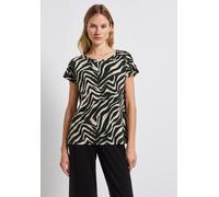 Shirttop STREET ONE, Damen, Gr. 36, grün (pine grove grün), Obermaterial: 95% Viskose, 5% Elasthan, bedruckt, regular fit taillenbedeckt, Rundhals, Tops, mit All-Over Print (73148230-36) pine grove gr