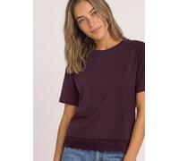 T-Shirt STREET ONE, Damen, Gr. 36, lila (rustic rouge), Web, 97% Baumwolle, 3% Elasthan, unifarben, regular fit normal, Rundhals, normaler Saum, Shirts T-Shirt, mit Rundhalsausschnitt, Topseller (4825