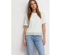 Street One Frauen T-Shirt mit Rundhals und Spitze in Weiß, Gr: 36