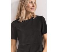 T-Shirt STREET ONE, Damen, Gr. 36, schwarz coffee, Stoff, 48% Polyester, 48% Viskose, 4% Elasthan, unifarben, comfort fit normal, Rundhals, normaler Saum, Shirts T-Shirt, mit Rundhalsausschnitt (65504