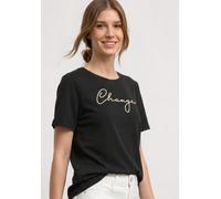 T-Shirt STREET ONE, Damen, Gr. 36, schwarz, Web, 50% Baumwolle, 50% Modal, unifarben, normal normal, Rundhals, abgesteppt, Shirts T-Shirt, aus softem Materialmix (53558969-36) schwarz