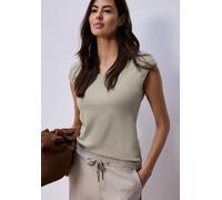 Street One Frauen Ärmelloses Shirt mit Diamantausschnitt in Beige, Gr: 36
