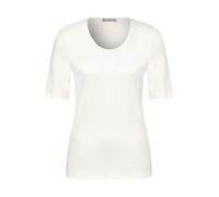 T-Shirt STREET ONE, Damen, Gr. 36, weiß (sanftes weiß), Web, 50% Modal, 50% Baumwolle, unifarben, Basic, normal normal, V-Ausschnitt, normaler Saum, Shirts T-Shirt, im soften Baumwoll-Mix (75916738-36