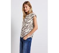 STREET ONE Damen A323574 Gemustertes Ausbrenner-Shirt, Tumbled Beige, 38