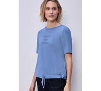 T-Shirt STREET ONE, Damen, Gr. 38, blau (bonnet blau), Stoff, 76% Viskose, 20% Modal, 4% Elasthan, bedruckt, normal normal, Rundhals, abgesteppt, Shirts T-Shirt, aus softer Viskose (11655465-38) bonne