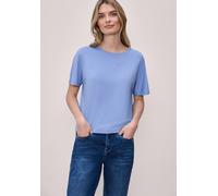 T-Shirt STREET ONE, Damen, Gr. 38, drift blau, Web, 95% Viskose, 5% Elasthan, unifarben, normal normal, Rundhals, abgesteppt, Shirts T-Shirt, Rundhalsausschnitt (34645723-38) drift blau