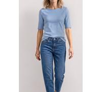 T-Shirt mit Wavy Neckline in Unifarbe