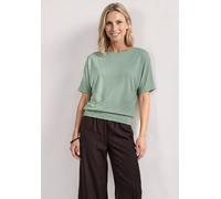 T-Shirt STREET ONE, Damen, Gr. 38, eucalyptus grün, Web, 50% Baumwolle, 50% Modal, unifarben, normal normal, U-Boot-Ausschnitt, abgesteppt, Shirts T-Shirt, im soften Baumwoll-Mix (76253560-38) eucalyp