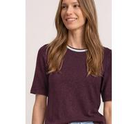 Kurzarmshirt STREET ONE, Damen, Gr. 38, rustic rouge, Jersey, Obermaterial: 60% Viskose, 40% Polyester, unifarben mit Farbeinsatz, normal hüftbedeckend, Rundhals, abgesteppte Kante, Shirts, Kurzarm So