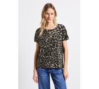 T-Shirt STREET ONE, Damen, Gr. 38, schwarz, Stoff, 95% Viskose, 5% Elasthan, normal normal, Rundhals, Bündchen, Shirts T-Shirt, aus softem Materialmix (46901048-38) schwarz