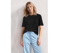 T-Shirt STREET ONE, Damen, Gr. 38, schwarz, Stoff, Vorderseite: 59% Polyester, 40% Viskose, 1% Elasthan. Rückseite: 95% Viskose, 5% Elasthan, unifarben, normal normal, Rundhals, abgesteppt, Shirts T-S