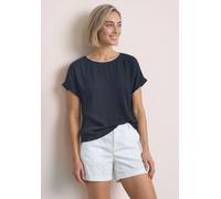 T-Shirt STREET ONE, Damen, Gr. 38, schwarzest blau, Stoff, Obermaterial: 100% Polyester. Innentop: 95% Viskose, 5% Elasthan, unifarben, regular fit normal, U-Boot-Ausschnitt, abgesteppt, Shirts T-Shir