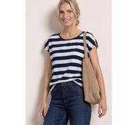 T-Shirt STREET ONE, Damen, Gr. 38, shadowed navy, Stoff, 95% Viskose, 5% Elasthan, gestreift, comfort fit normal, Rundhals, normaler Saum, Shirts T-Shirt, im Streifendesign (18160851-38) shadowed navy