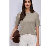 Street One Frauen T-Shirt mit Rundhals im Strick-Look in Beige, Gr: 38
