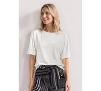 T-Shirt STREET ONE, Damen, Gr. 38, weiß (sanftes weiß), Web, 50% Baumwolle, 50% Modal, unifarben, comfort fit normal, U-Boot-Ausschnitt, normaler Saum, Shirts T-Shirt, mit U-Boot-Ausschnitt (85760062-