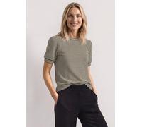 T-Shirt STREET ONE, Damen, Gr. 40, beige (schwarz), Web, 95% Baumwolle, 5% Elasthan, gestreift, regular fit normal, Rundhals, Bündchen, Shirts T-Shirt, Jersey (40870801-40) schwarz