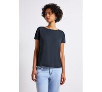 STREET ONE Damen 3226969 Jersey-Shirt mit Mesh-Detail, Deepwater Blue, 42