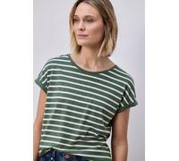 T-Shirt STREET ONE, Damen, Gr. 40, bound grün, Jersey, Obermaterial: 50% Baumwolle, 50% Modal, gestreift, regular fit normal, Rundhals, Shirts T-Shirt, mit Streifen Muster (66404425-40) bound grün