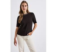 T-Shirt STREET ONE, Damen, Gr. 40, braun (deep roast braun), Stoff, 95% Viskose, 5% Elasthan, unifarben, normal normal, Rundhals, abgesteppt, Shirts T-Shirt, aus softer Viskose (99238100-40) deep roas