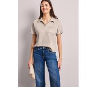 Street One Frauen Kurzarm Poloshirt mit Glitzer in Beige, Gr: 40