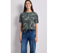 Street One - T-Shirt mit Allover-Musterprint grün - Gr. - 40