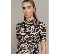 T-Shirt STREET ONE, Damen, Gr. 40, deep roast braun, Jersey, Obermaterial: 50% Baumwolle, 50% Modal, animal-print, tailliert hüftbedeckend, Rundhals, Shirts T-Shirt, mit Leo-Muster, halbarm (55346436-