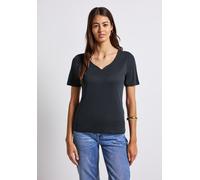 T-Shirt STREET ONE, Damen, Gr. 40, deepwater blau, Jersey, Obermaterial: 50% Baumwolle, 50% Modal. Futter: 100% Baumwolle, unifarben, normal hüftbedeckend, herzförmiger Ausschnitt, Shirts T-Shirt, mit