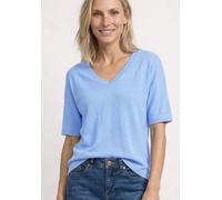 T-Shirt STREET ONE, Damen, Gr. 40, drift blau, Stoff, 60% Viskose, 40% Polyester, unifarben, comfort fit normal, V-Ausschnitt, normaler Saum, Shirts T-Shirt, mit V-Ausschnitt (90037762-40) drift blau